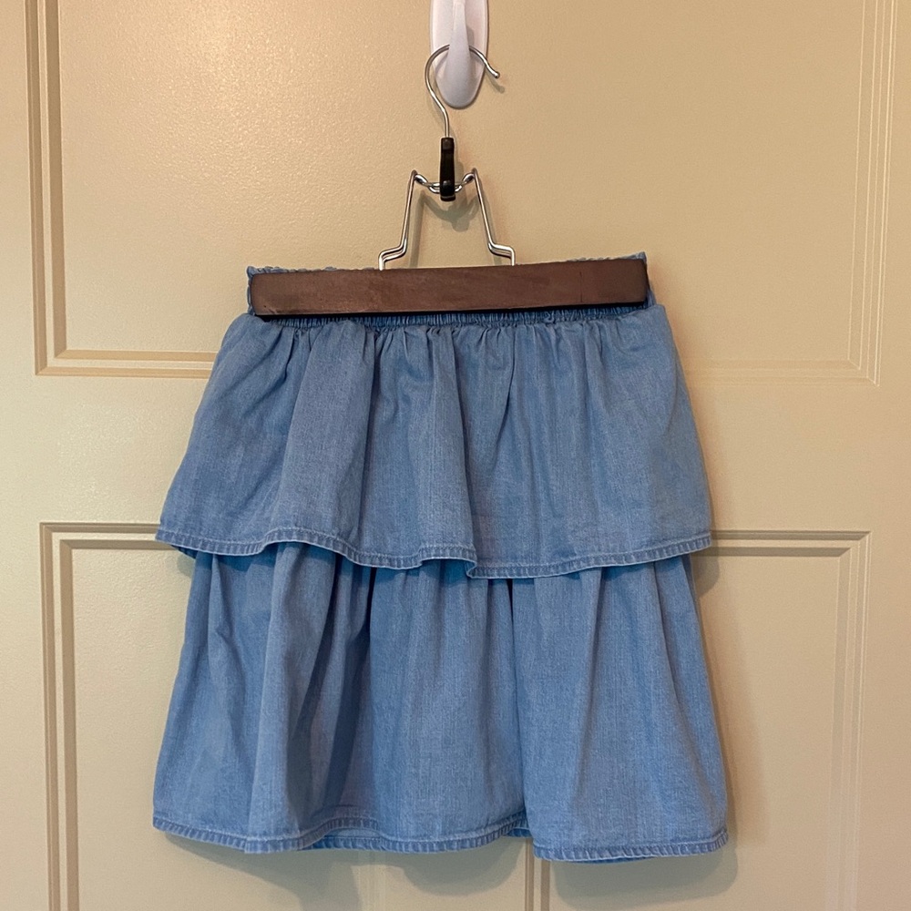 Kids Blue Denim Ruffle Skort